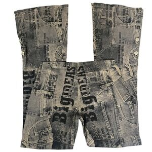 Von Pierre Design Jeans‎ Graphic Print Low Rise Flare Y2K Grungecore